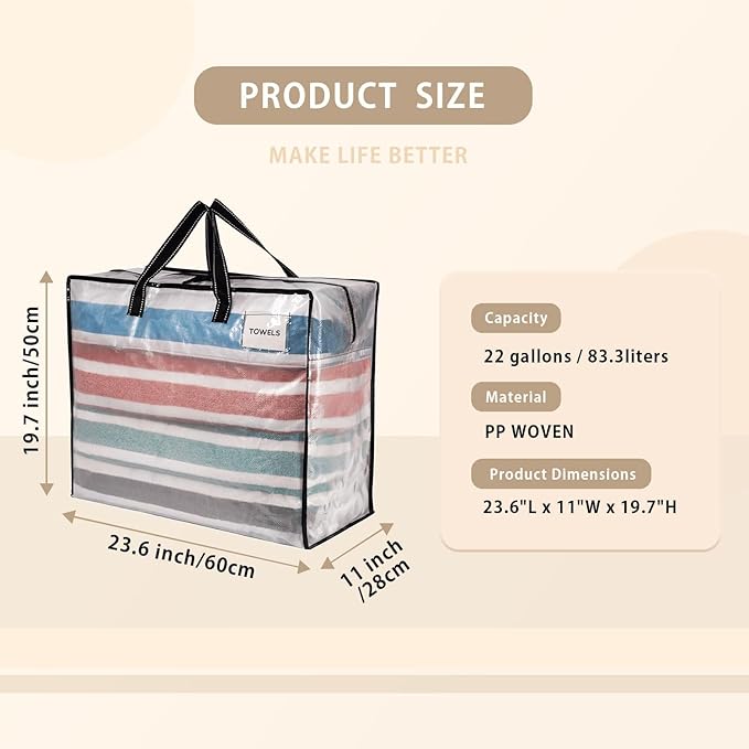 VENO 6 Pack Heavy Duty Moving Bags, Storage Bags, Packing Supplies, Top Zipper - Image 3