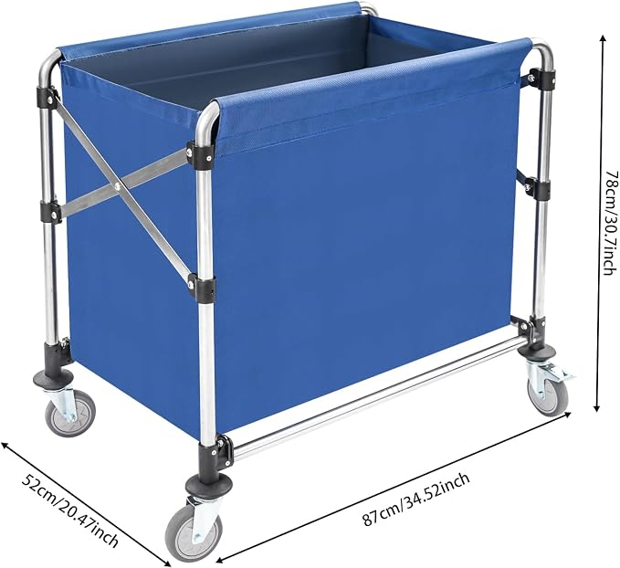 Commercial Laundry Cart with Wheels, Folding Laundry Hamper Cart, Heavy Duty - Image 2