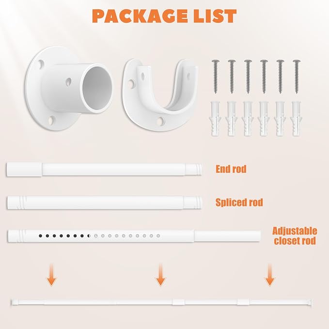 Heavy Duty Closet Rod 17-70 Inches, Adjustable, 1.1 Inches Diameter, Suitable - Image 9