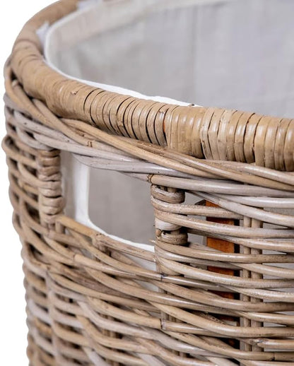 The Basket Lady Round Kubu Wicker Laundry Hamper, Extra Large, 23 in Dia x 28 - Image 4