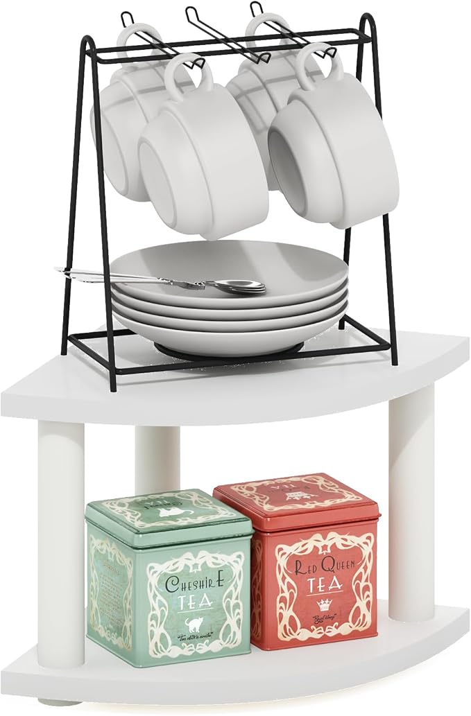 Furinno Turn-N-Tube Kitchen Countertop Organizer, 2-Tier Corner Countertop by Furinno-FitsYourSpaceFitsYourBudget