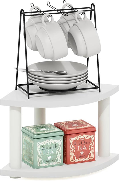 Furinno Turn-N-Tube Kitchen Countertop Organizer, 2-Tier Corner Countertop by Furinno-FitsYourSpaceFitsYourBudget