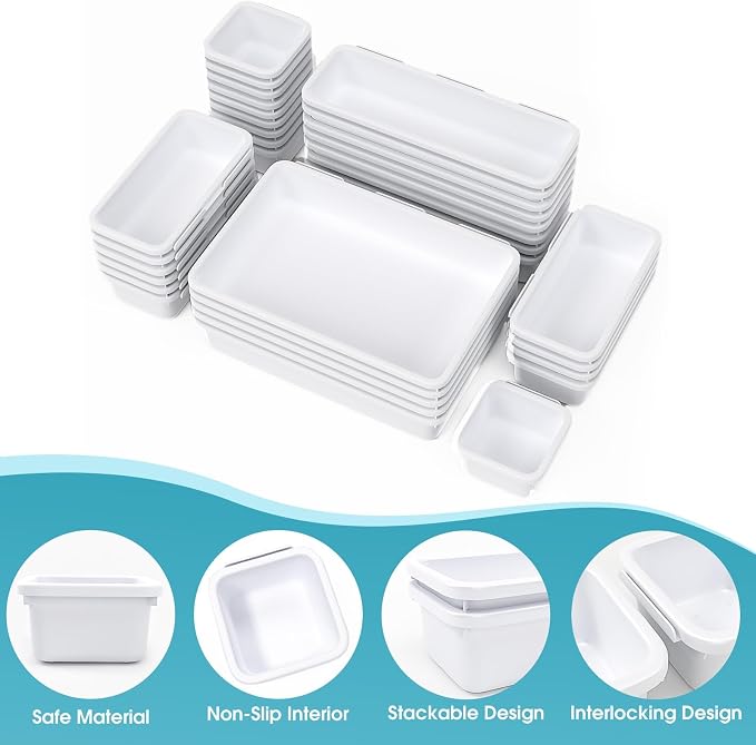 33 PCS Drawer Organizer Set, 4 Size Makeup Drawer Divider Organizer - Image 3