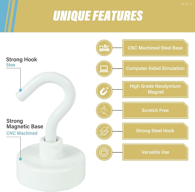 Neosmuk Magnetic Hooks, Heavy Duty 40lb+ Strong Magnet Hook - Image 7