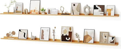 Floating Picture Ledge Shelves for Wall Set of 2, 95 Inches Picture Ledge Shelf by FunMemories