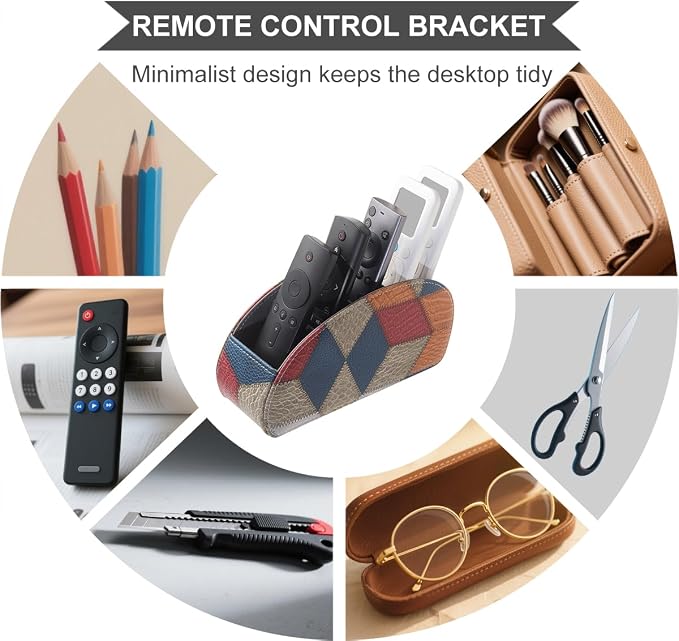 Remote Control Holder with 5 Compartments, PU Leather Remote Holder Compatible - Image 5