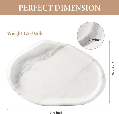 Koville Luxurious Natural White Marble Vanity Tray, Cloud Shape Serving Stone - Image 2