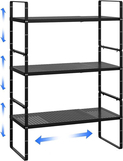 Expandable Kitchen Cabinet Shelf Organizer Rack Heavy Duty Metal Spice Rack by LOCVCDA