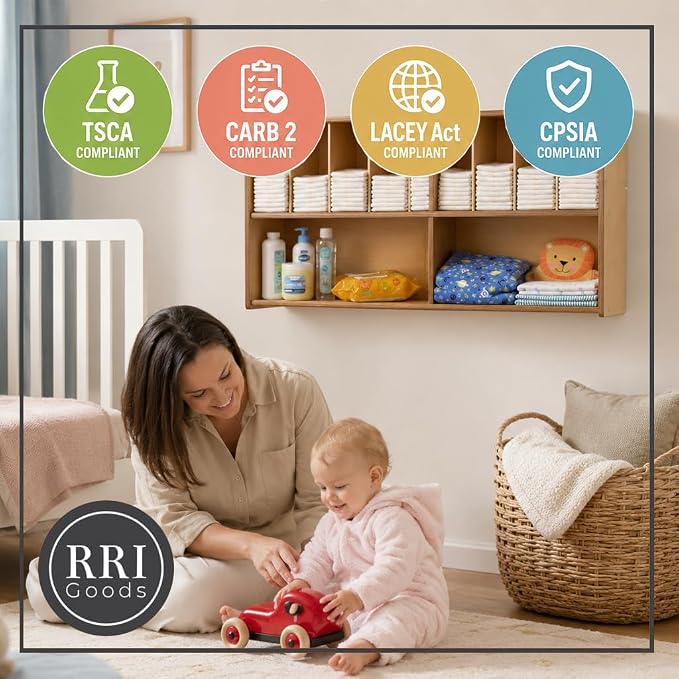 Diaper Storage Organizer, 100% Birch Plywood Wall Mount Diaper Caddy - Image 3