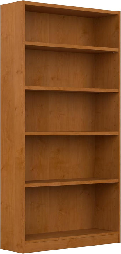 Bush Furniture Universal Tall 5 Shelf Bookcase in Natural Cherry, Vertical by BushBusinessFurniture