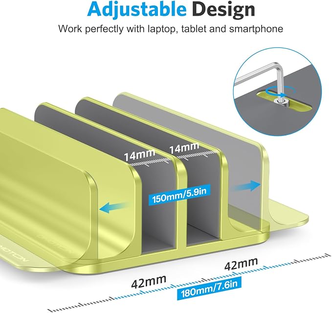 OMOTON Vertical Laptop Stand, Desktop Aluminum Mac Book Stand - Image 4