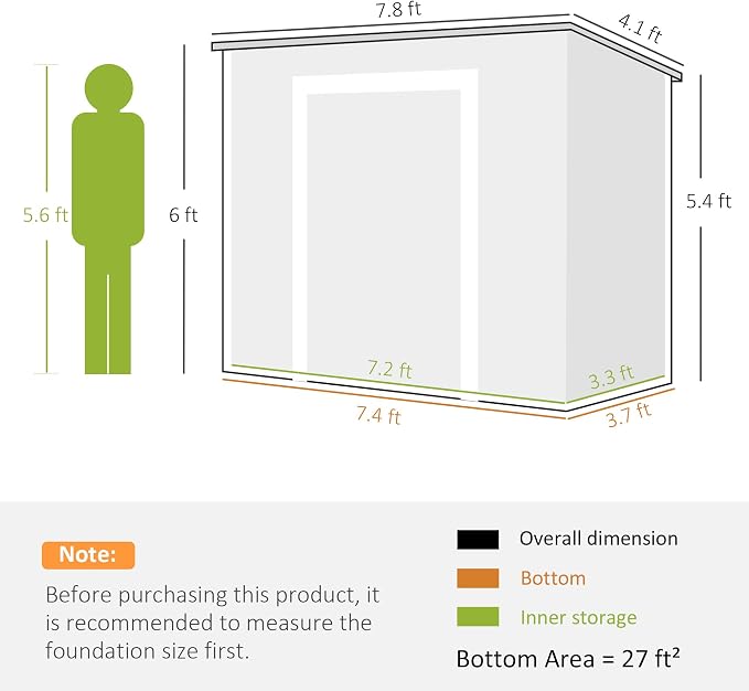 Outsunny 8' x 4' Outdoor Storage Shed, Waterproof Resin Plastic Shed - Image 7