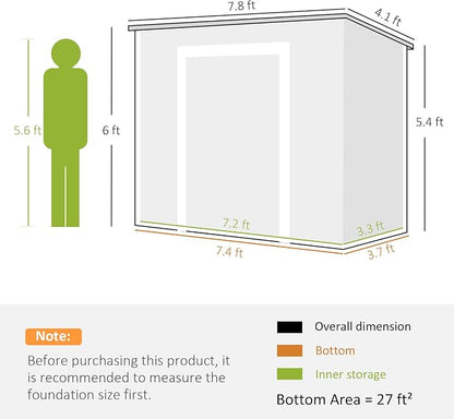 Outsunny 8' x 4' Outdoor Storage Shed, Waterproof Resin Plastic Shed - Image 7