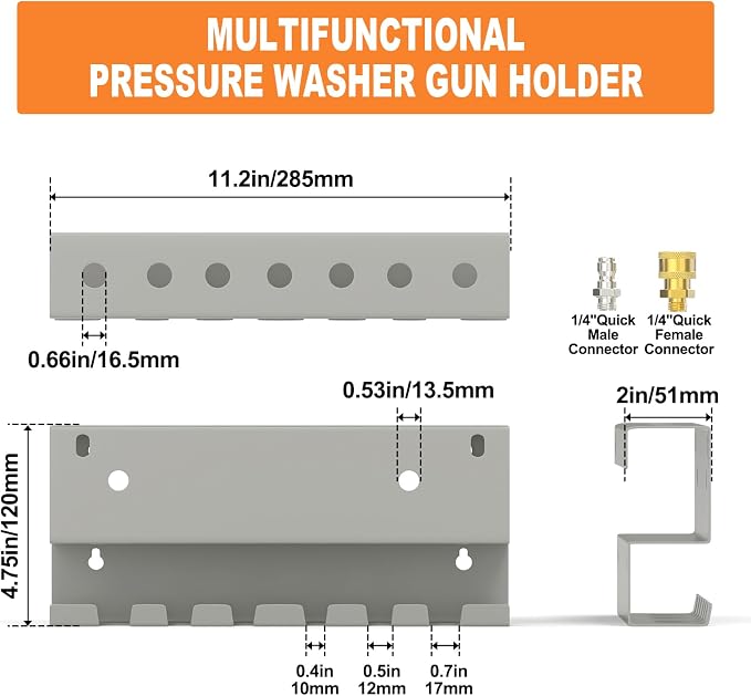 GASHER Pressure Washer Gun Holder, Wall Mount Foam Cannon Holder - Image 2