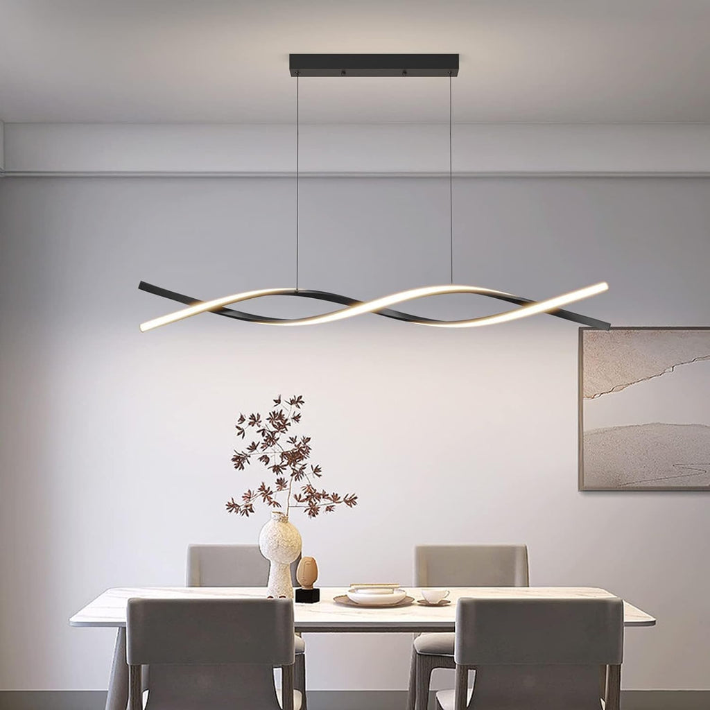 Modern Ceiling Chandelier Light, Acrylic Anti Flicker Pendant Lamp with Remote Control Dimmable 3 Color Mode & Brightness (Warm Cool Neutral Light) for Kitchen Bar Walnut