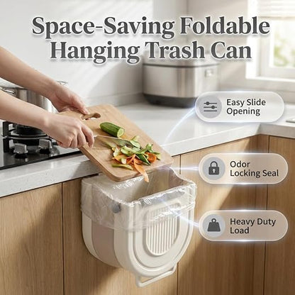 Multipurpose Hanging Collapsible Trash Can，Gray：8.5*8.7*4.9in-1.84Gal | - Image 3