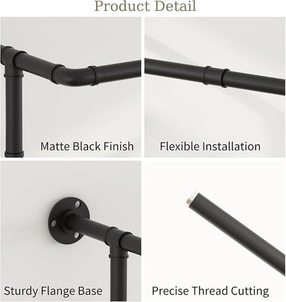 Industrial Pipe Clothes Racks 2 Pack, Space Saving Closet Hanging Rod - Image 4