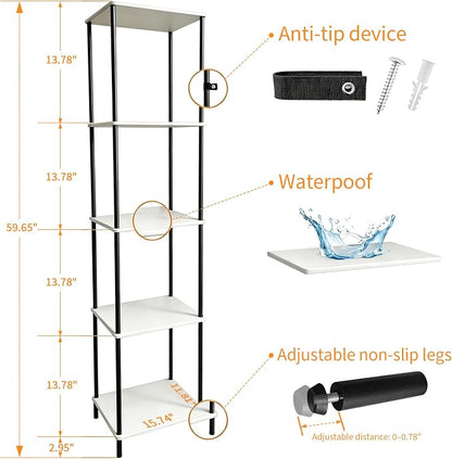 5 Tier Corner Bookshelf, Wooden Standing Shelf Unit - Image 2