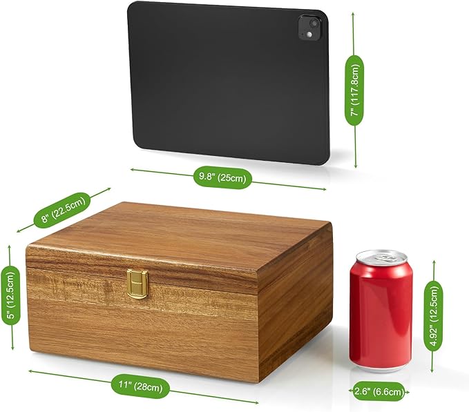 DRASTAR Wooden Keepsake Box, Large Acacia Storage Memory Box - Image 3
