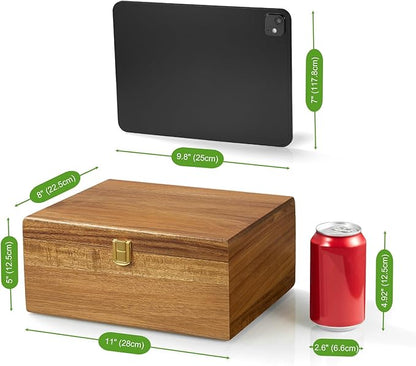 DRASTAR Wooden Keepsake Box, Large Acacia Storage Memory Box - Image 3