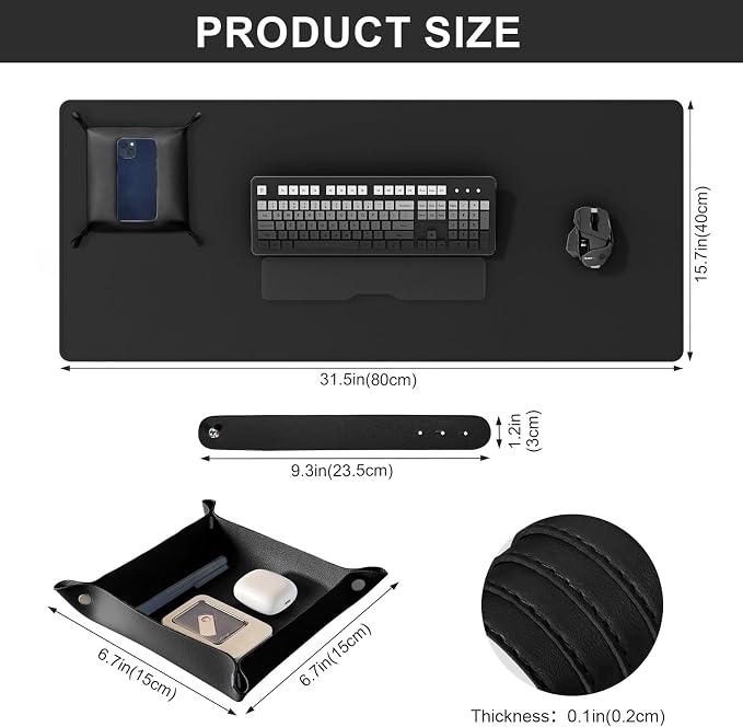 DAWNTREES Dual Sided Desk Mat, Leather Desk Pad, - Image 3