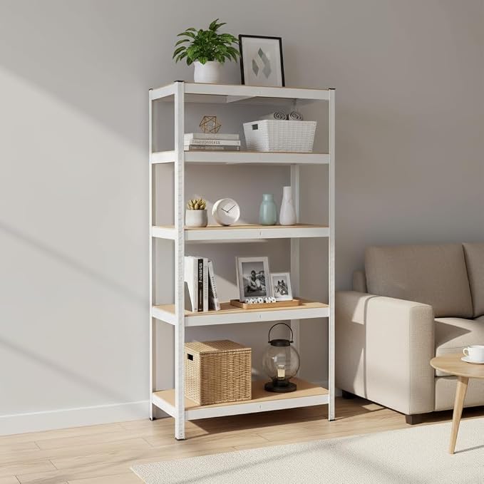 Weallux 5-Tier Metal Storage Shelf, 29.5 x 12 x 59 Inches, Adjustable Heavy by FEBORY