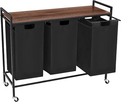 Laundry Sorter 3 Section, Rolling Laundry Hamper by Unknown