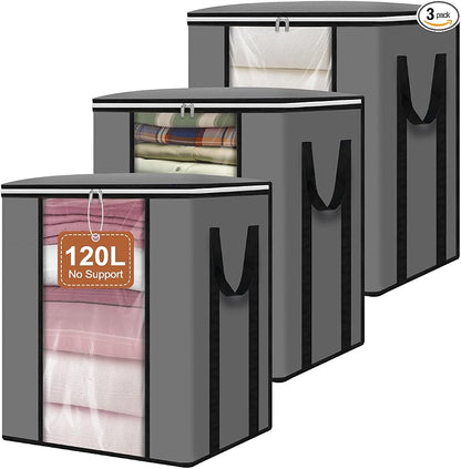 punemi 120L Blanket Storage Bags, Foldable Clothes Storage Organizer by Punemi