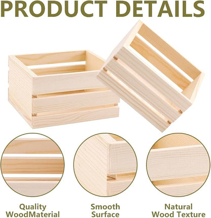 GRETJOB 12PCS 5" Wooden Crates, Nesting Rustic Wood Storage Boxes Set, - Image 4