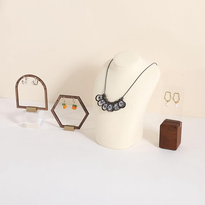 GemeShou Beige necklace hanger jewelry organizer, Velvet jewelry stand necklace - Image 7