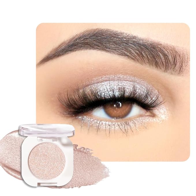 Pear White Shimmer Single Eyeshadow Makeup, Neutral Powde Eye Shadow by HHLTOH