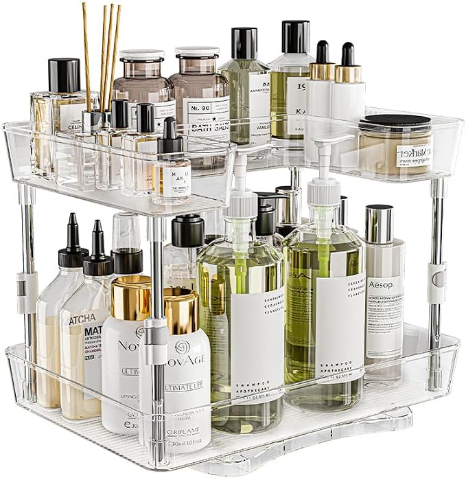Acrylic Makeup Organizer, 2-Tier Large Capacity Cosmetic Storage Rack by ACRYDECOR