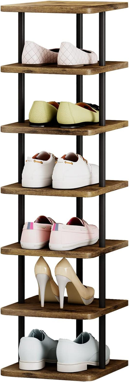 AZERPIAN Shoe Rack 7 Tier Vertical Storage Organizer Narrow Metal Slim Shelf by AZERPIAN