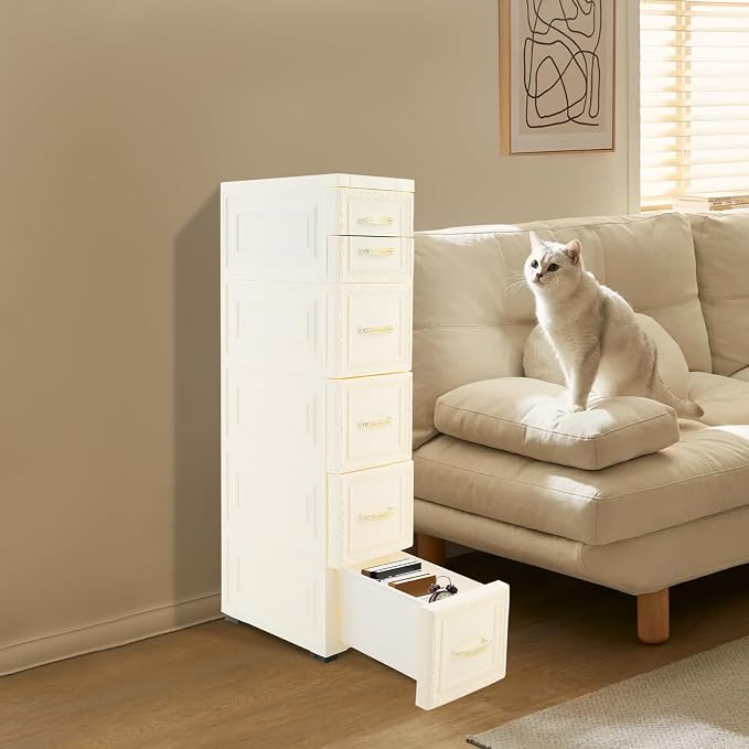 Slim Rolling Storage Cabinet, Vertical Space Saver, Impact-Resistant, Stackable - Image 8