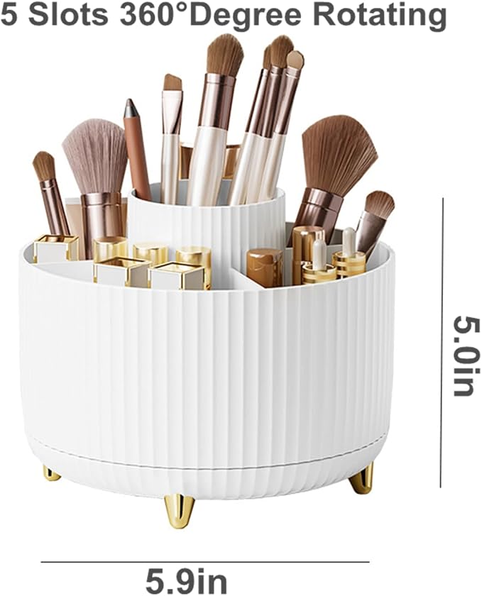 360 Degree Rotating Makeup Brush Holder Organizer Detachable Design 5 Slot Make - Image 8