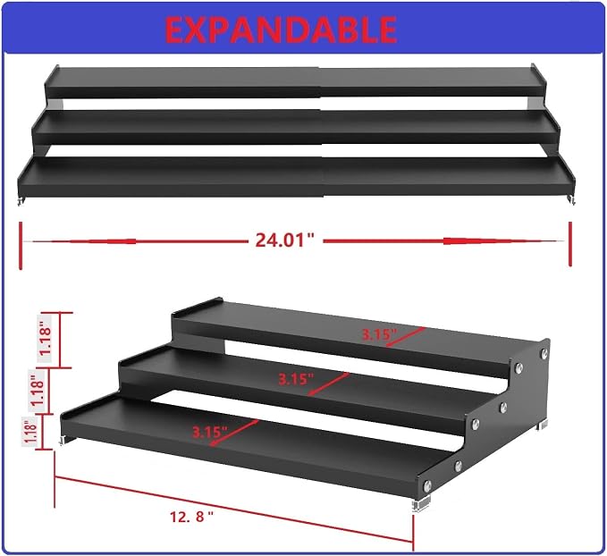 Spice Rack Organizer for Cabinet, 3 Tier Expandable Spices Storage, Pantry and - Image 5