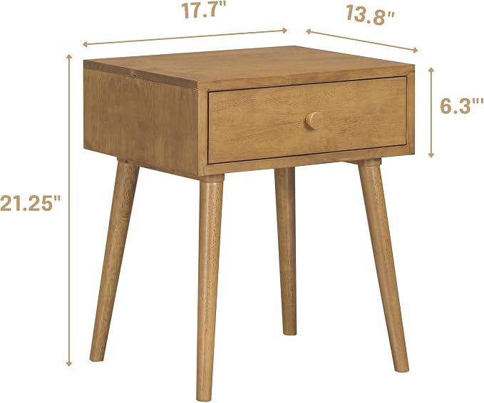 NTC Lux Solid Wood Nightstand, Mid Century Modern Side Table Bedroom, Bedside - Image 2
