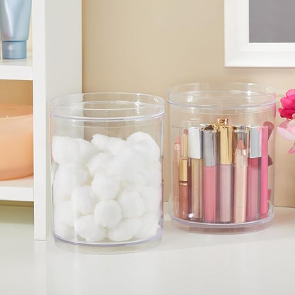 STORi Bella Tall Scrunchie Holder | Stackable Clear Plastic Container Round - Image 3