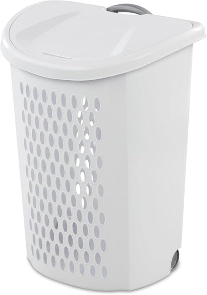 Portable Wheeled Plastic Laundry Basket, Space Saving Clothing Storage Bin by Unknown