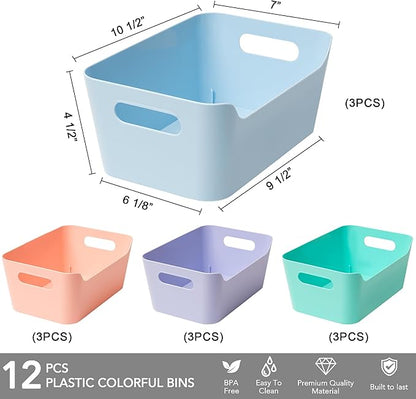 Tiawudi 12 Pack 4.5L Storage Bins, Plastic Storage Baskets - Image 3