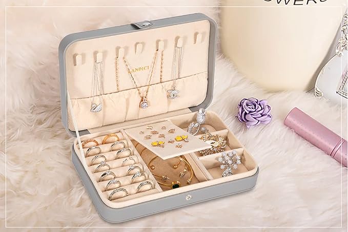 LANDICI Small Jewelry Box for Women Girls, PU Leather Travel Jewelry Case - Image 8