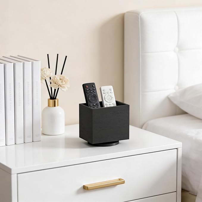 360° Rotating Remote Control Holder, Wooden TV Remote Holder - Image 5