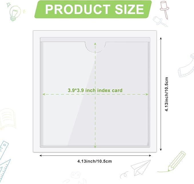 Chinco 50 Pack 4" x 4" Clear Adhesive Pockets, Index Card Pockets - Image 3