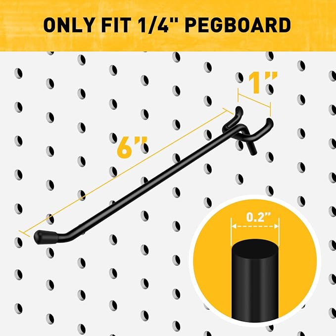 ELEAD 60-Piece 6 Inch Extra Thick Pegboard Hooks, Heavy Duty Peg Board - Image 3