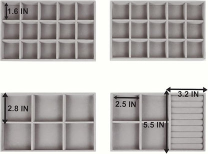 Set of 4 Stackable Jewelry Trays Organizer, Velvet Earring Organizer, Jewelry - Image 3
