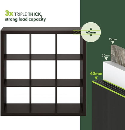 Furinno Cubicle Book Shelf, 9-Cube Bookshelf, Triple Thick Frame Cube Storage - Image 7