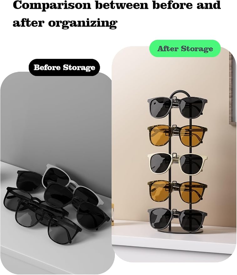 5 Tier Sunglass Organizer Holder, Sunglasses Tabletop Display Stand - Image 3