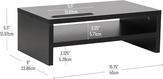 Mind Reader Monitor Stand with Phone Slot and Storage Shelf, Desktop Riser - Image 3