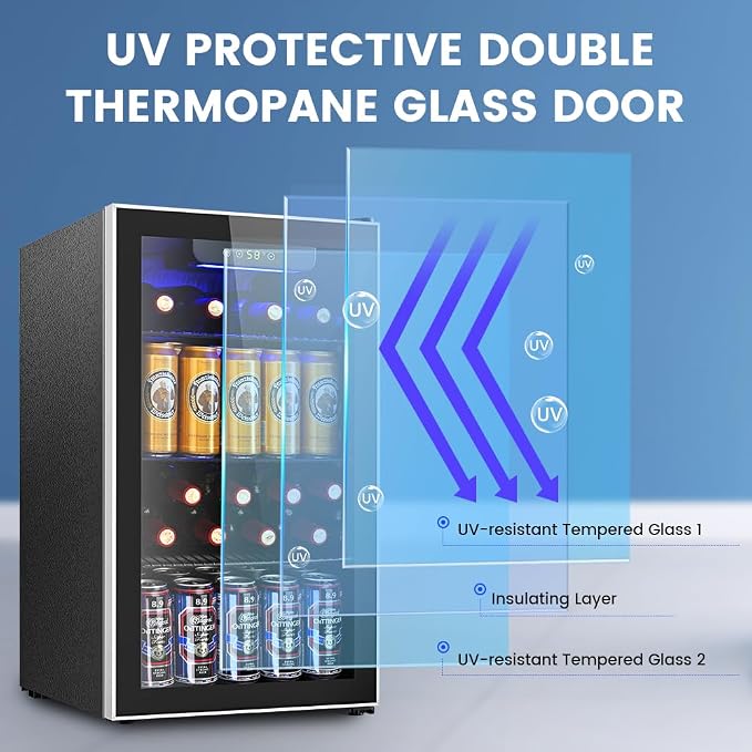 Mini Fridge 130 Can Beverage Refrigerator Cooler, 3.2 Cu.Ft Drink Fridge - Image 7
