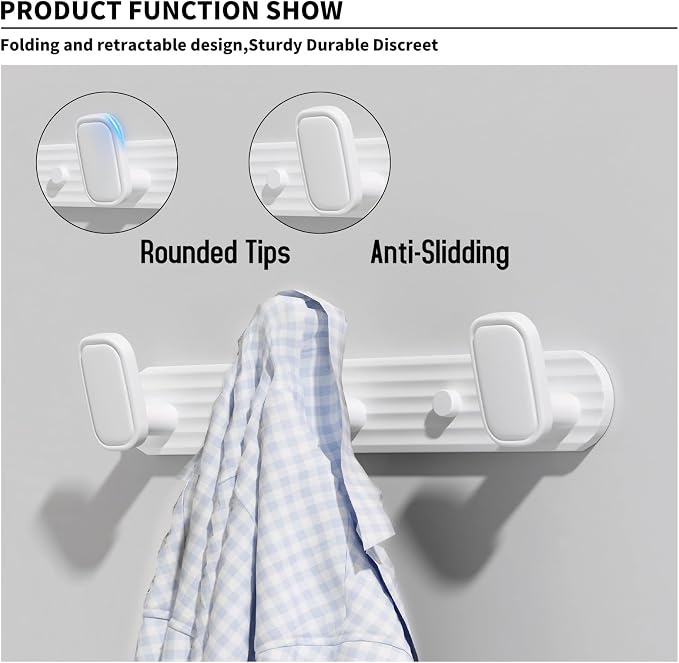 Coat Rack Wall Mount White, 3 Hooks Rack Metal Coat Hanger Wall - Image 4